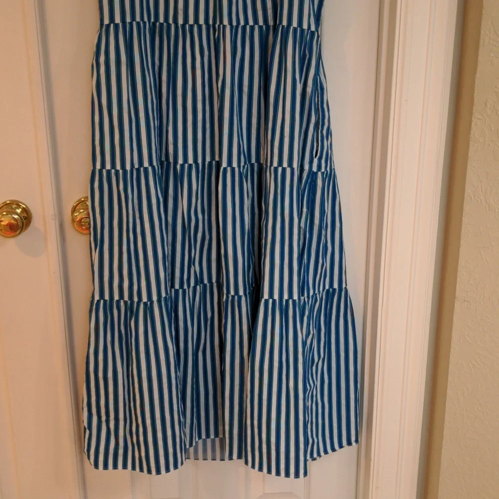 J Crew Blue and White Striped Maxi Dress, XL